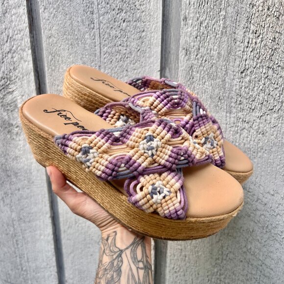 FREE PEOPLE Highline Platform Purple Espadrille Sandals Women’s Size 37 / 6.5 - Picture 5 of 8
